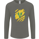 Torn Saint Vincent and Grenadines Flag Football Mens Long Sleeve T-Shirt Charcoal