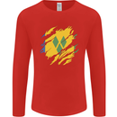 Torn Saint Vincent and Grenadines Flag Football Mens Long Sleeve T-Shirt Red