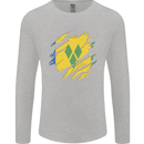 Torn Saint Vincent and Grenadines Flag Football Mens Long Sleeve T-Shirt Sports Grey