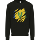 Torn Saint Vincent and Grenadines Flag Football Mens Sweatshirt Jumper Black