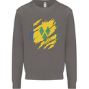 Torn Saint Vincent and Grenadines Flag Football Mens Sweatshirt Jumper Charcoal