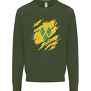 Torn Saint Vincent and Grenadines Flag Football Mens Sweatshirt Jumper Forest Green
