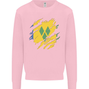 Torn Saint Vincent and Grenadines Flag Football Mens Sweatshirt Jumper Light Pink