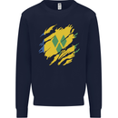Torn Saint Vincent and Grenadines Flag Football Mens Sweatshirt Jumper Navy Blue