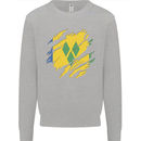Torn Saint Vincent and Grenadines Flag Football Mens Sweatshirt Jumper Sports Grey
