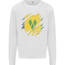 Torn Saint Vincent and Grenadines Flag Football Mens Sweatshirt Jumper White