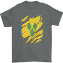 Torn Saint Vincent and Grenadines Flag Football Mens T-Shirt 100% Cotton Charcoal