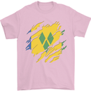 Torn Saint Vincent and Grenadines Flag Football Mens T-Shirt 100% Cotton Light Pink