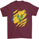 Torn Saint Vincent and Grenadines Flag Football Mens T-Shirt 100% Cotton Maroon