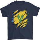 Torn Saint Vincent and Grenadines Flag Football Mens T-Shirt 100% Cotton Navy Blue