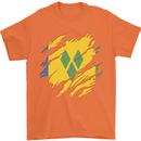 Torn Saint Vincent and Grenadines Flag Football Mens T-Shirt 100% Cotton Orange