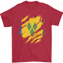 Torn Saint Vincent and Grenadines Flag Football Mens T-Shirt 100% Cotton Red