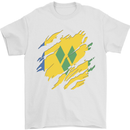 Torn Saint Vincent and Grenadines Flag Football Mens T-Shirt 100% Cotton White