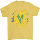 Torn Saint Vincent and Grenadines Flag Football Mens T-Shirt 100% Cotton Yellow