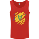 Torn Saint Vincent and Grenadines Flag Football Mens Vest Tank Top Red