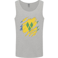Torn Saint Vincent and Grenadines Flag Football Mens Vest Tank Top Sports Grey