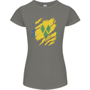 Torn Saint Vincent and Grenadines Flag Football Womens Petite Cut T-Shirt Charcoal