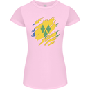 Torn Saint Vincent and Grenadines Flag Football Womens Petite Cut T-Shirt Light Pink