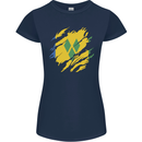 Torn Saint Vincent and Grenadines Flag Football Womens Petite Cut T-Shirt Navy Blue