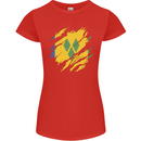 Torn Saint Vincent and Grenadines Flag Football Womens Petite Cut T-Shirt Red