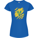 Torn Saint Vincent and Grenadines Flag Football Womens Petite Cut T-Shirt Royal Blue