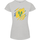 Torn Saint Vincent and Grenadines Flag Football Womens Petite Cut T-Shirt Sports Grey
