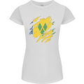 Torn Saint Vincent and Grenadines Flag Football Womens Petite Cut T-Shirt White