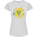 Torn Saint Vincent and Grenadines Flag Football Womens Petite Cut T-Shirt White