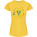 Torn Saint Vincent and Grenadines Flag Football Womens Petite Cut T-Shirt Yellow