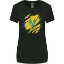Torn Saint Vincent and Grenadines Flag Football Womens Wider Cut T-Shirt Black