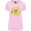 Torn Saint Vincent and Grenadines Flag Football Womens Wider Cut T-Shirt Light Pink