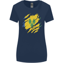 Torn Saint Vincent and Grenadines Flag Football Womens Wider Cut T-Shirt Navy Blue
