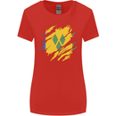 Torn Saint Vincent and Grenadines Flag Football Womens Wider Cut T-Shirt Red