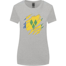Torn Saint Vincent and Grenadines Flag Football Womens Wider Cut T-Shirt Sports Grey
