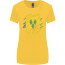 Torn Saint Vincent and Grenadines Flag Football Womens Wider Cut T-Shirt Yellow