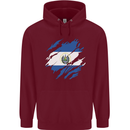 Torn Salvador Flag Salvadoran Day Football Childrens Kids Hoodie Maroon