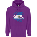 Torn Salvador Flag Salvadoran Day Football Childrens Kids Hoodie Purple