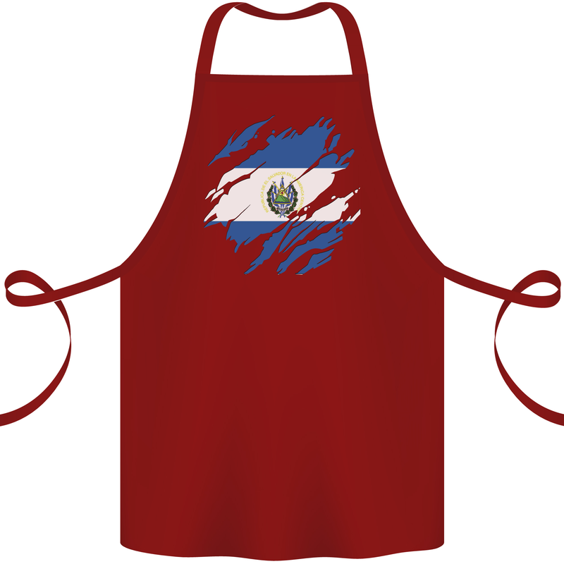 Torn Salvador Flag Salvadoran Day Football Cotton Apron 100% Organic Maroon