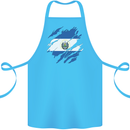 Torn Salvador Flag Salvadoran Day Football Cotton Apron 100% Organic Turquoise
