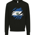 Torn Salvador Flag Salvadoran Day Football Kids Sweatshirt Jumper Black
