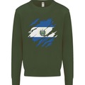 Torn Salvador Flag Salvadoran Day Football Kids Sweatshirt Jumper Forest Green