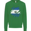 Torn Salvador Flag Salvadoran Day Football Kids Sweatshirt Jumper Irish Green