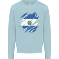 Torn Salvador Flag Salvadoran Day Football Kids Sweatshirt Jumper Light Blue