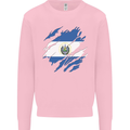 Torn Salvador Flag Salvadoran Day Football Kids Sweatshirt Jumper Light Pink