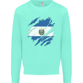 Torn Salvador Flag Salvadoran Day Football Kids Sweatshirt Jumper Peppermint