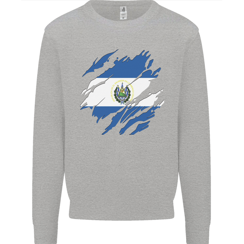 Torn Salvador Flag Salvadoran Day Football Kids Sweatshirt Jumper Sports Grey