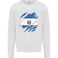Torn Salvador Flag Salvadoran Day Football Kids Sweatshirt Jumper White