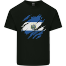 Torn Salvador Flag Salvadoran Day Football Kids T-Shirt Childrens Black