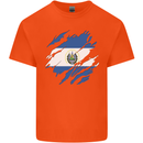 Torn Salvador Flag Salvadoran Day Football Kids T-Shirt Childrens Orange