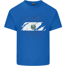 Torn Salvador Flag Salvadoran Day Football Kids T-Shirt Childrens Royal Blue